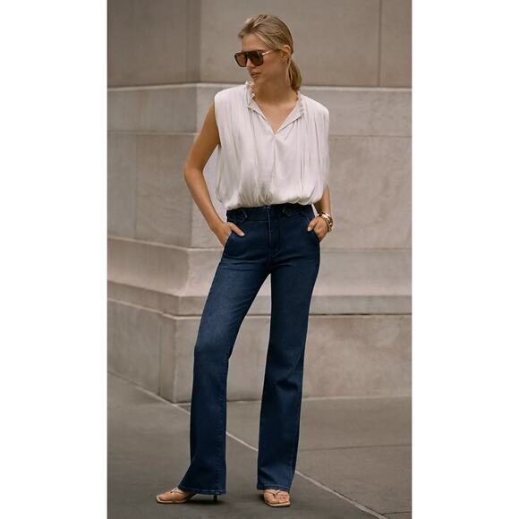NWT Anthropologie Pilcro Polished Mid-Rise Bootcut Jeans Size 27 Dark Trousers - Picture 1 of 11